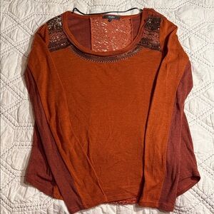 Miss Me Burnt Orange Long Sleeve Top